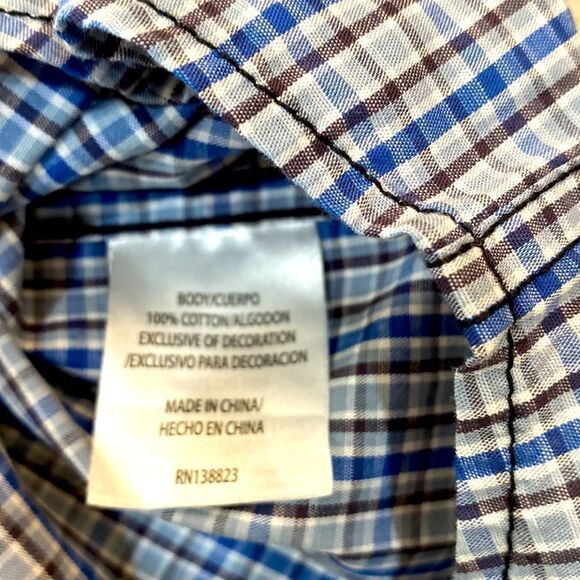 Moon shine plaid blue white black plaid pockets covered snaps embroidery - Picture 6 of 6